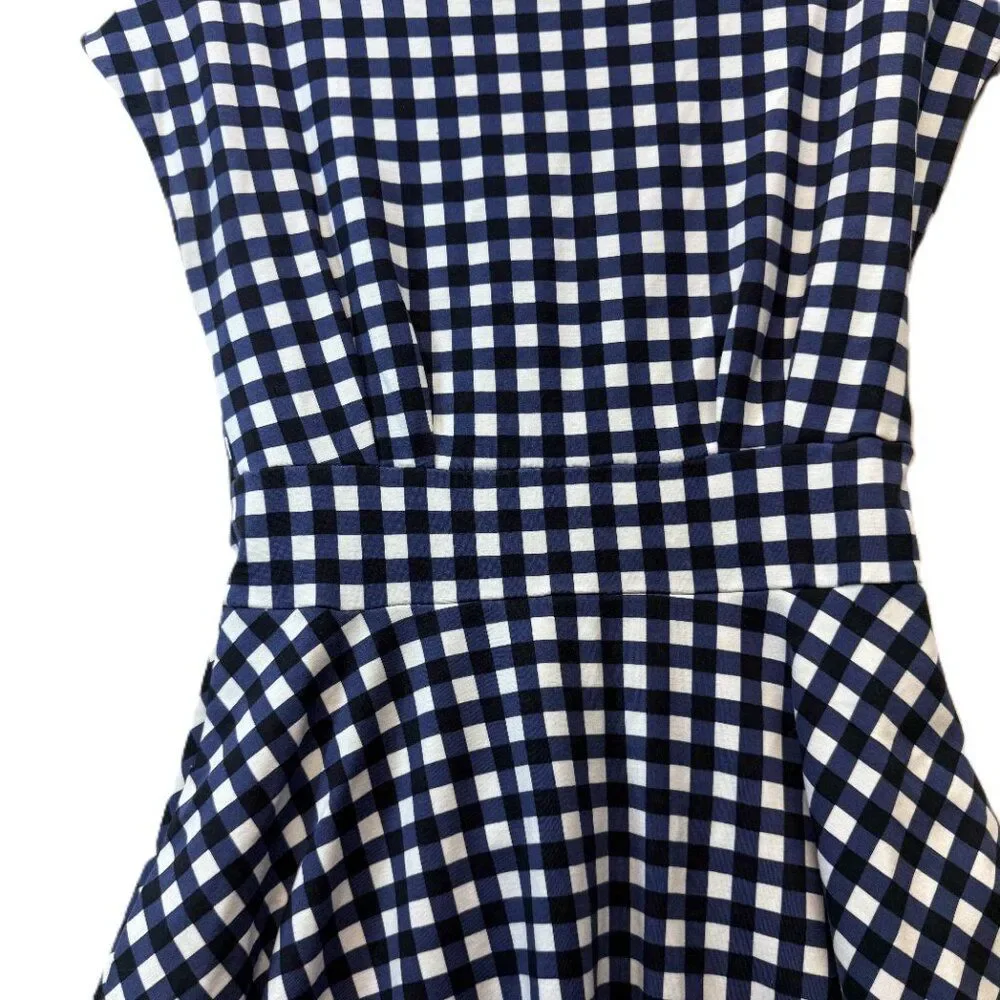 Kate Spade Gingham Fit & Flare Dress  Navy Check Sleeveless Dress  Size Small